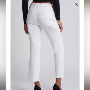 Good American Straight High Waist Raw Hem Straight Leg Jeans